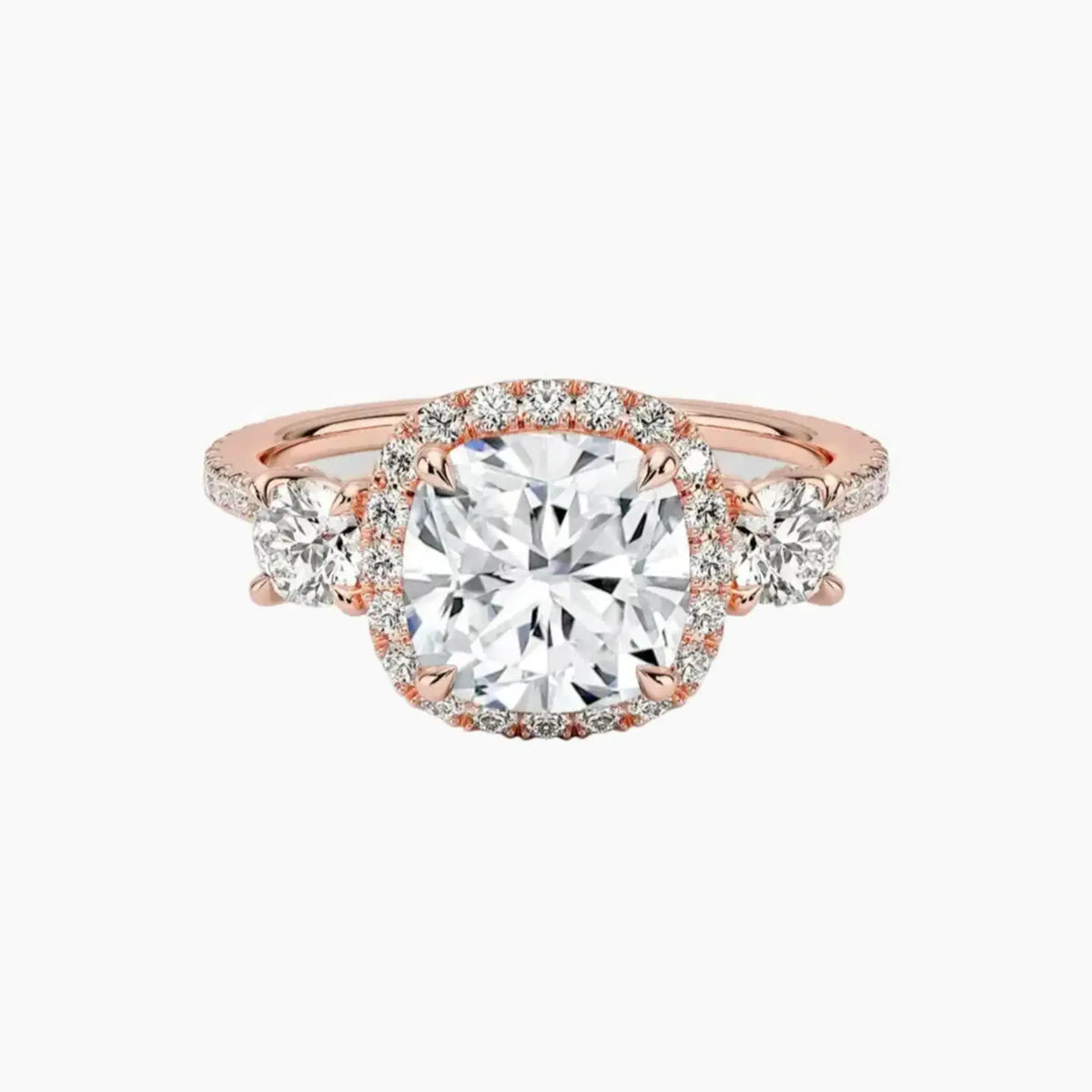 OBSER585 - Brielle Three Stone Cushion Halo engagement ring setting view 4