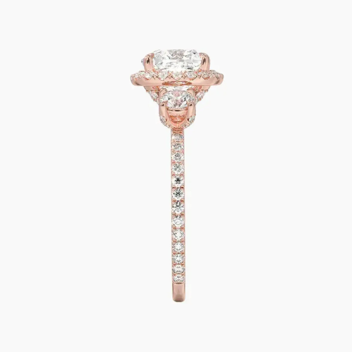 OBSER585 - Brielle Three Stone Cushion Halo engagement ring setting view 6