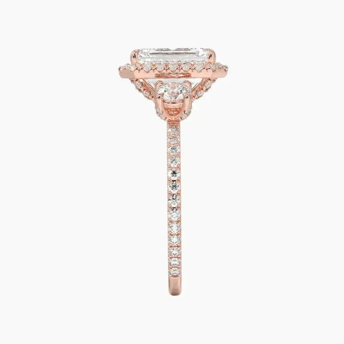 OBSER582 - Brielle Three Stone Emerald Halo engagement ring setting view 6