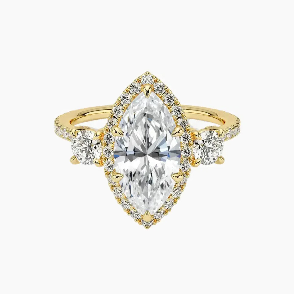 OBSER182 - Brielle Three Stone Marquise Halo engagement ring setting view 7
