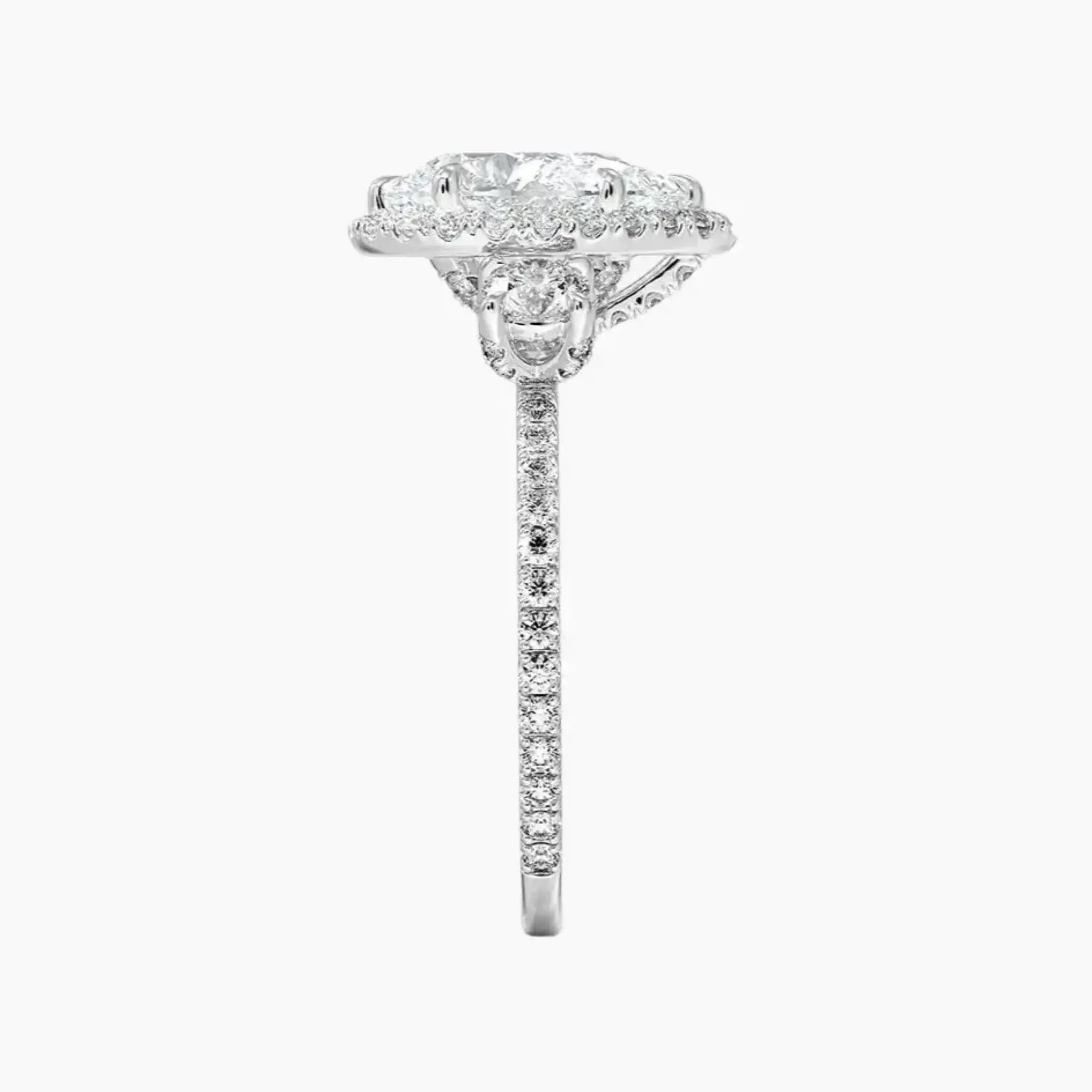 OBSER584 - Brielle Three Stone Pear Halo engagement ring setting view 3