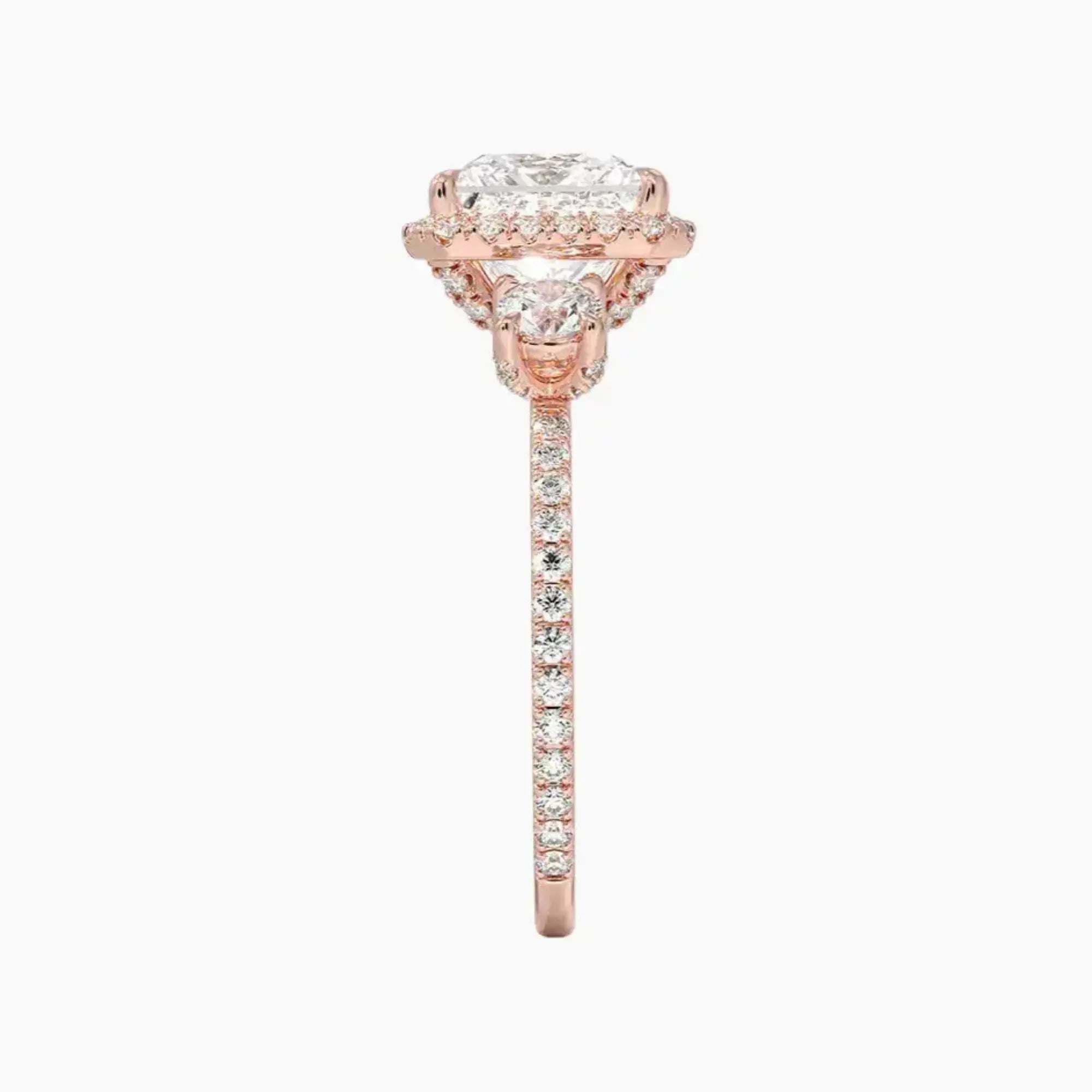 OBSER583 - Brielle Three Stone Princess Halo engagement ring setting view 6