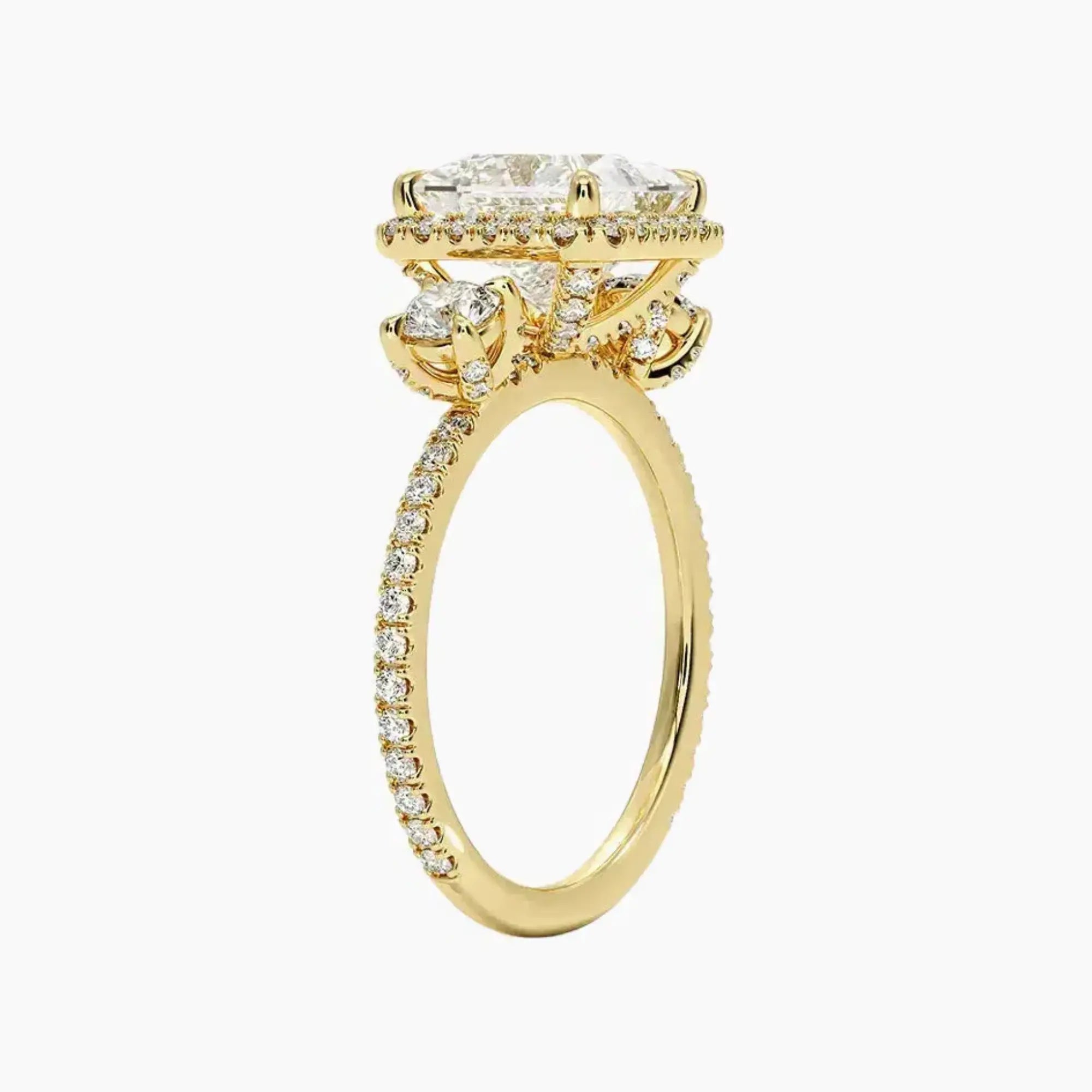 OBSER583 - Brielle Three Stone Princess Halo engagement ring setting view 8
