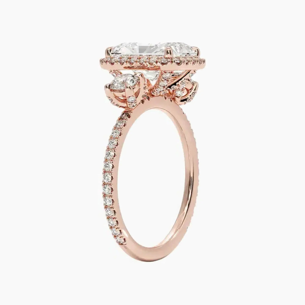 OBSER580 - Brielle Three Stone Radiant Halo engagement ring setting view 5