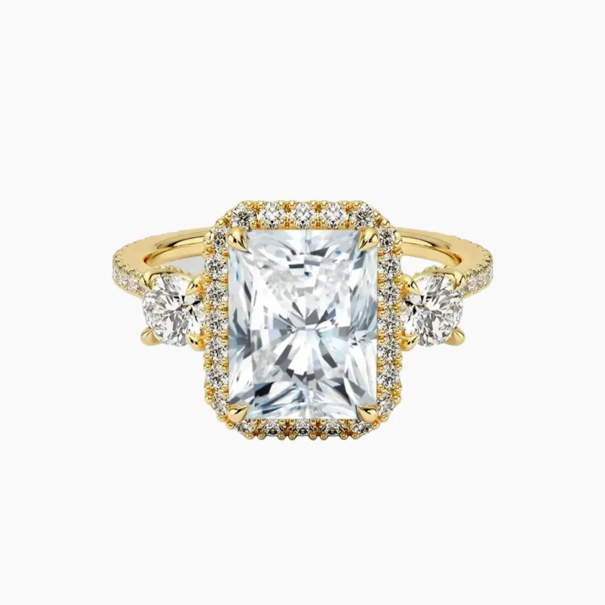 OBSER580 - Brielle Three Stone Radiant Halo engagement ring setting view 7