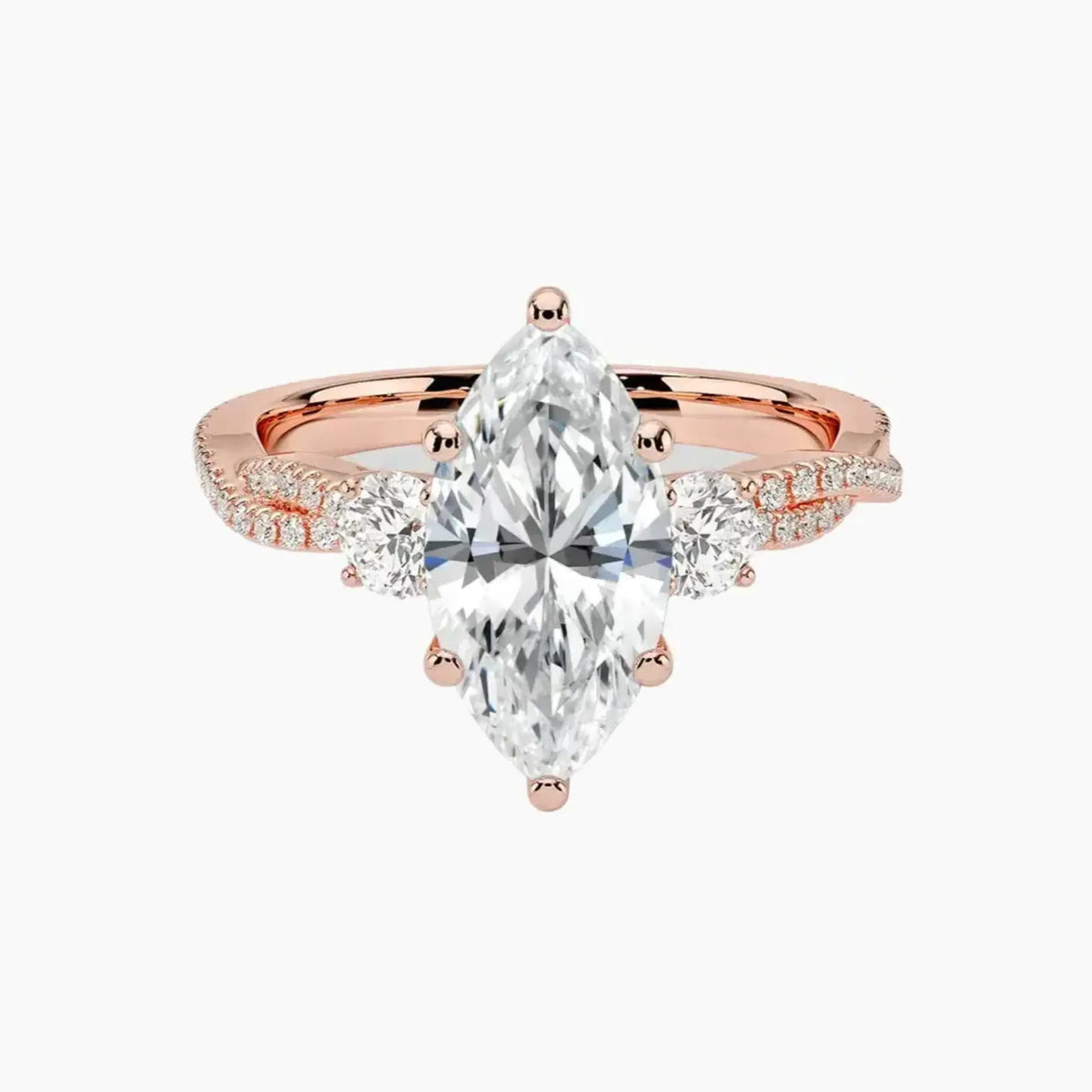 OBSER608 - Calista Adorned Three Stone Marquise Twisted engagement ring setting view 4