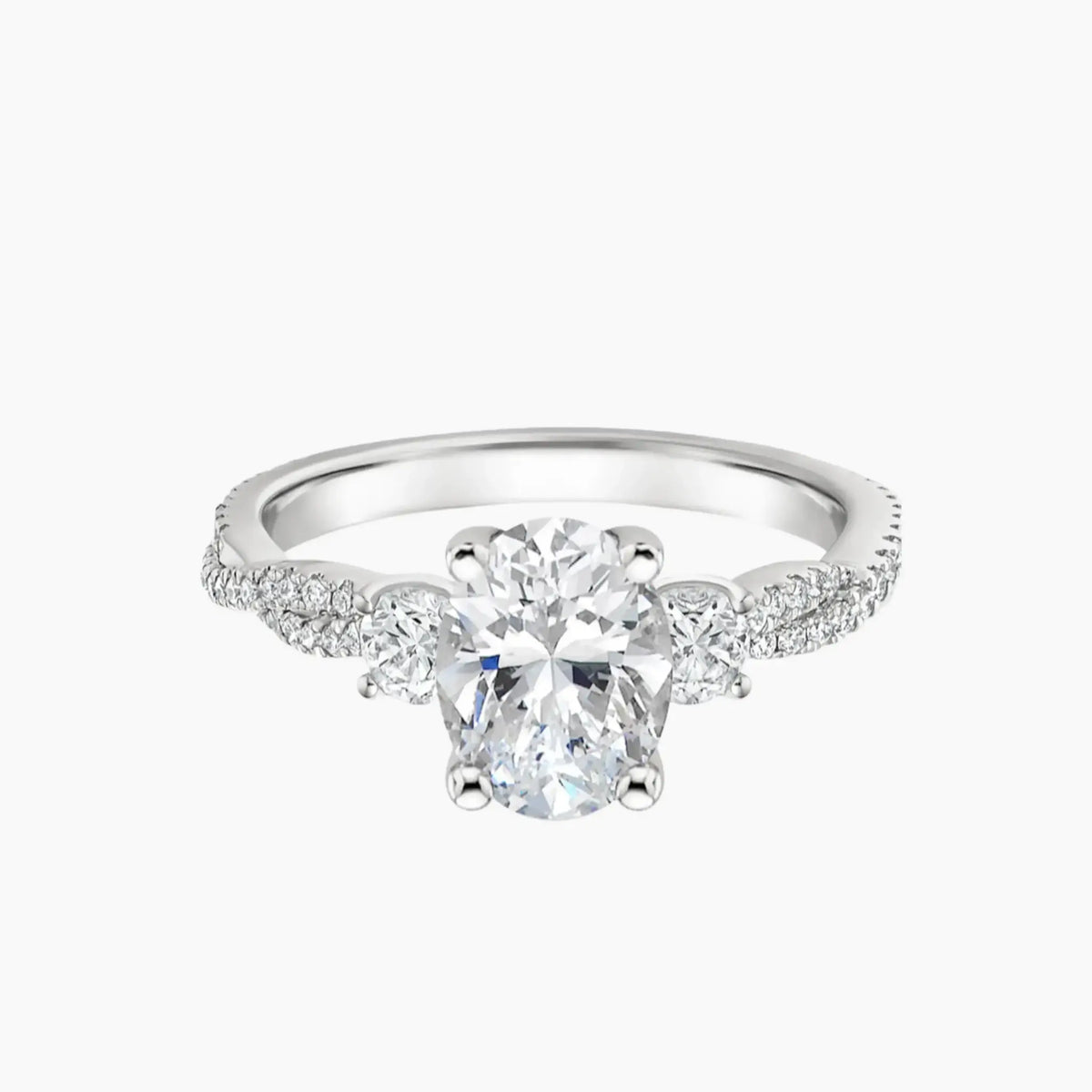 OBSER612 - Calista Adorned Three Stone Oval Twisted engagement ring setting view 1