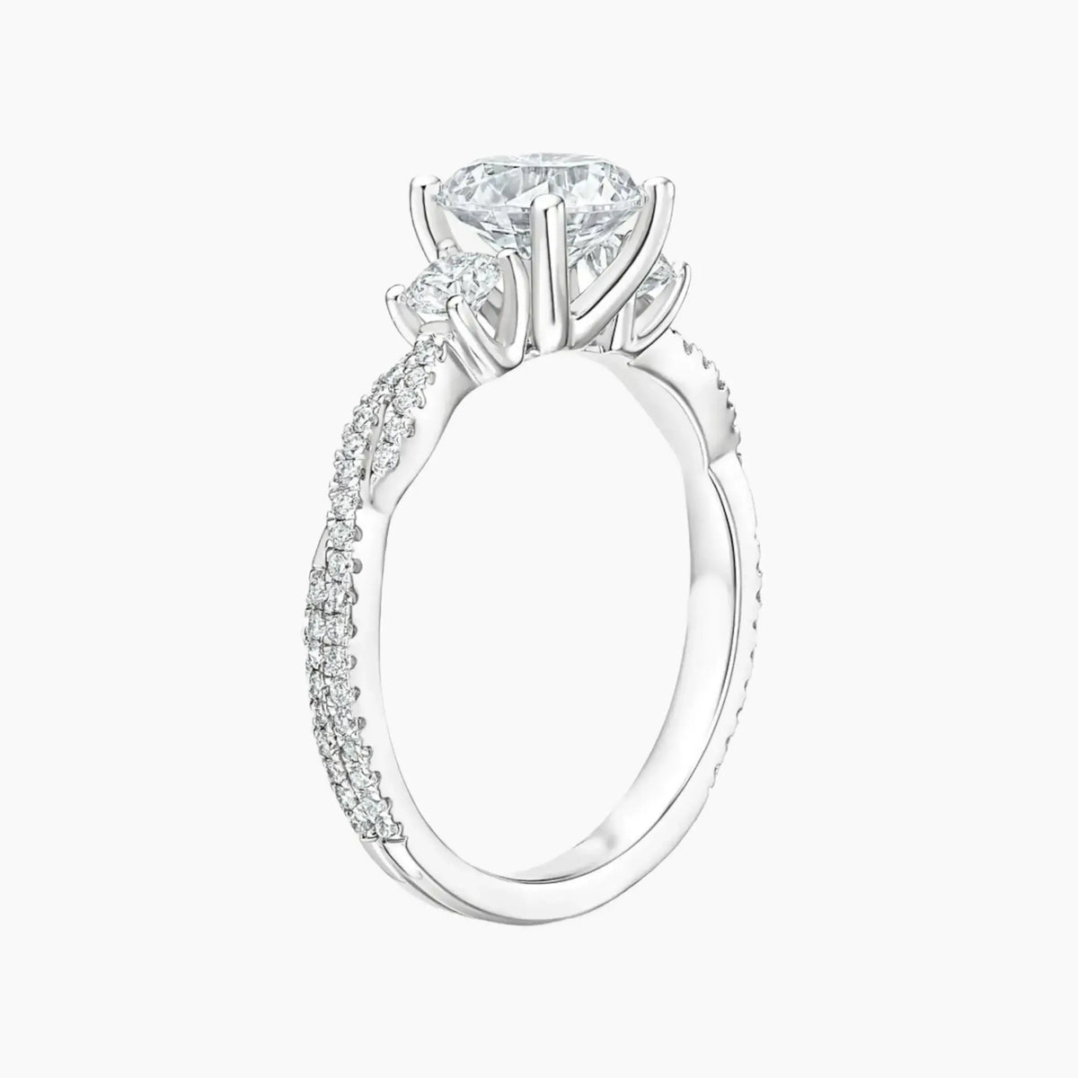 OBSER612 - Calista Adorned Three Stone Oval Twisted engagement ring setting view 2
