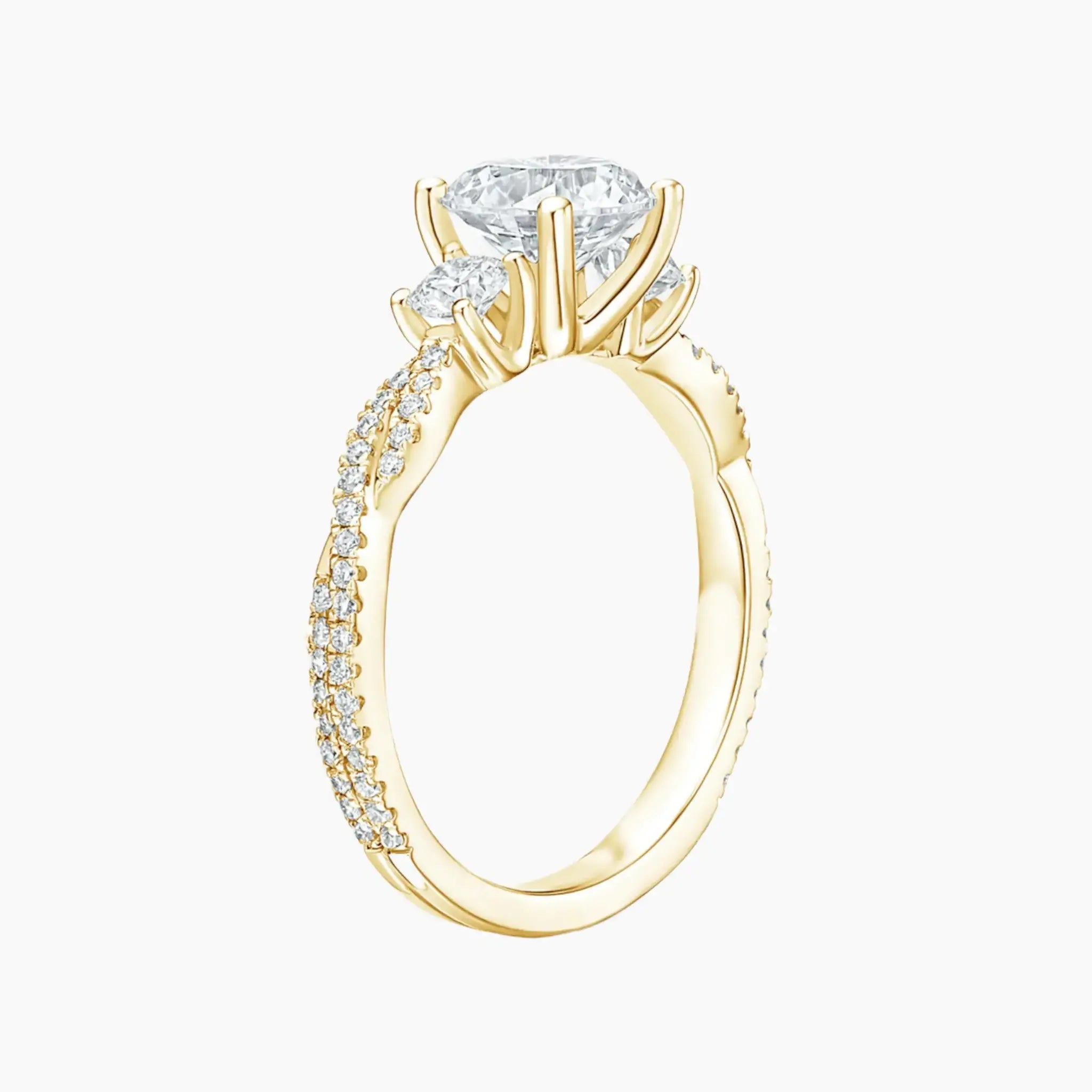 OBSER611 - Calista Adorned Three Stone Pear Twisted engagement ring setting view 6