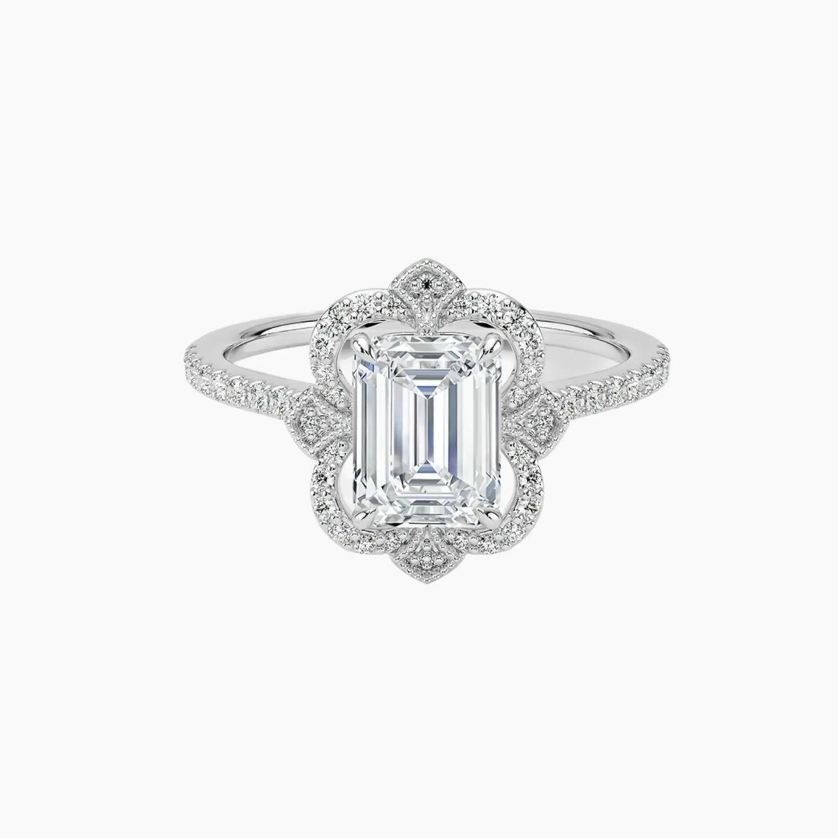 OBSER480 - Ravenna Halo Emerald engagement ring setting view 1