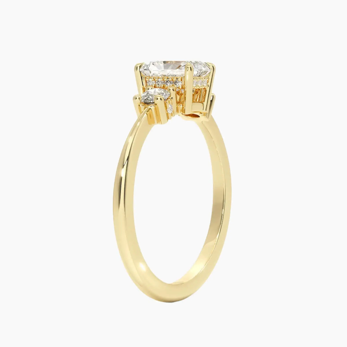 OBSER594 - Seraphina Hidden Halo Three Stone Oval engagement ring setting view 8