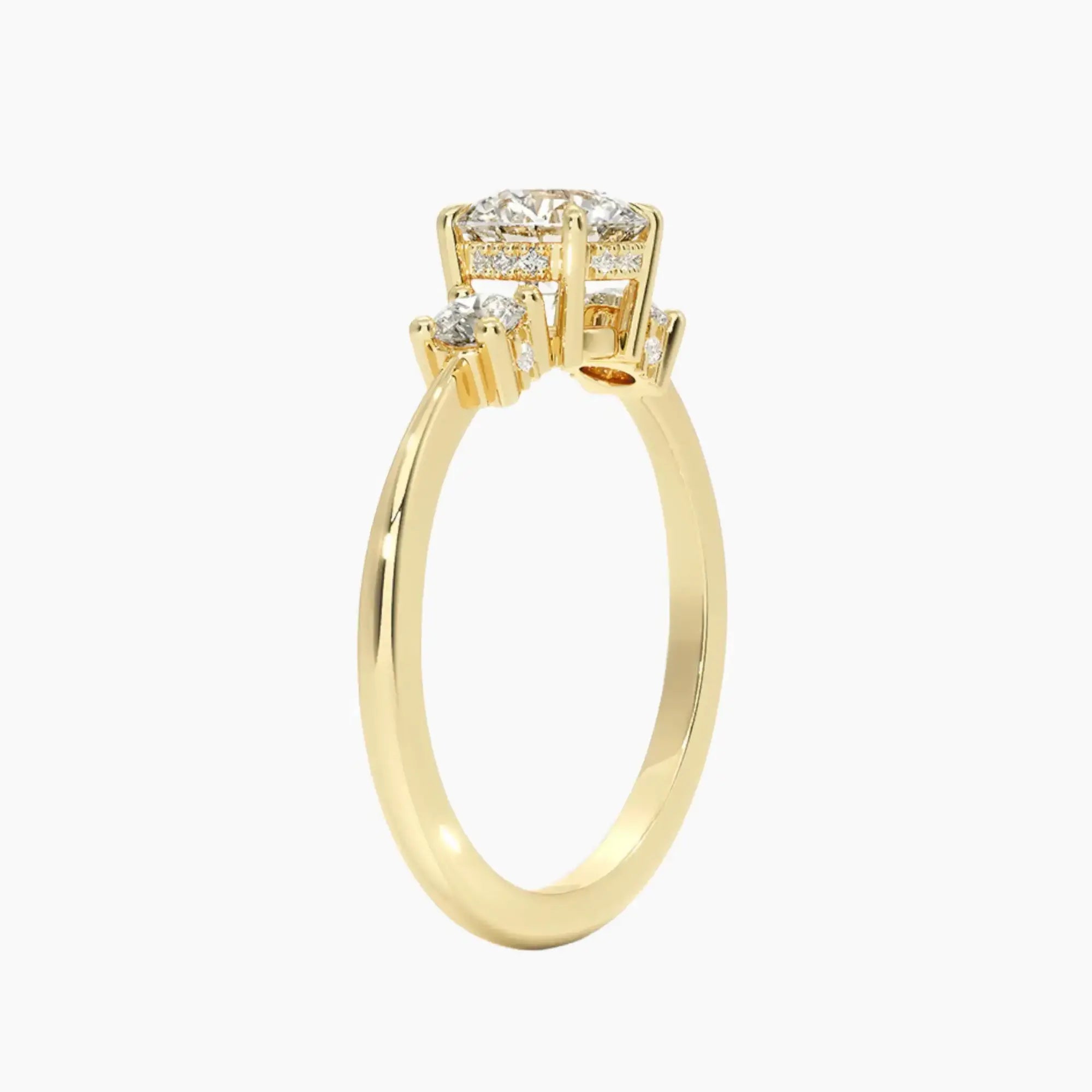 OBSER595 - Seraphina Hidden Halo Three Stone Round engagement ring setting view 8