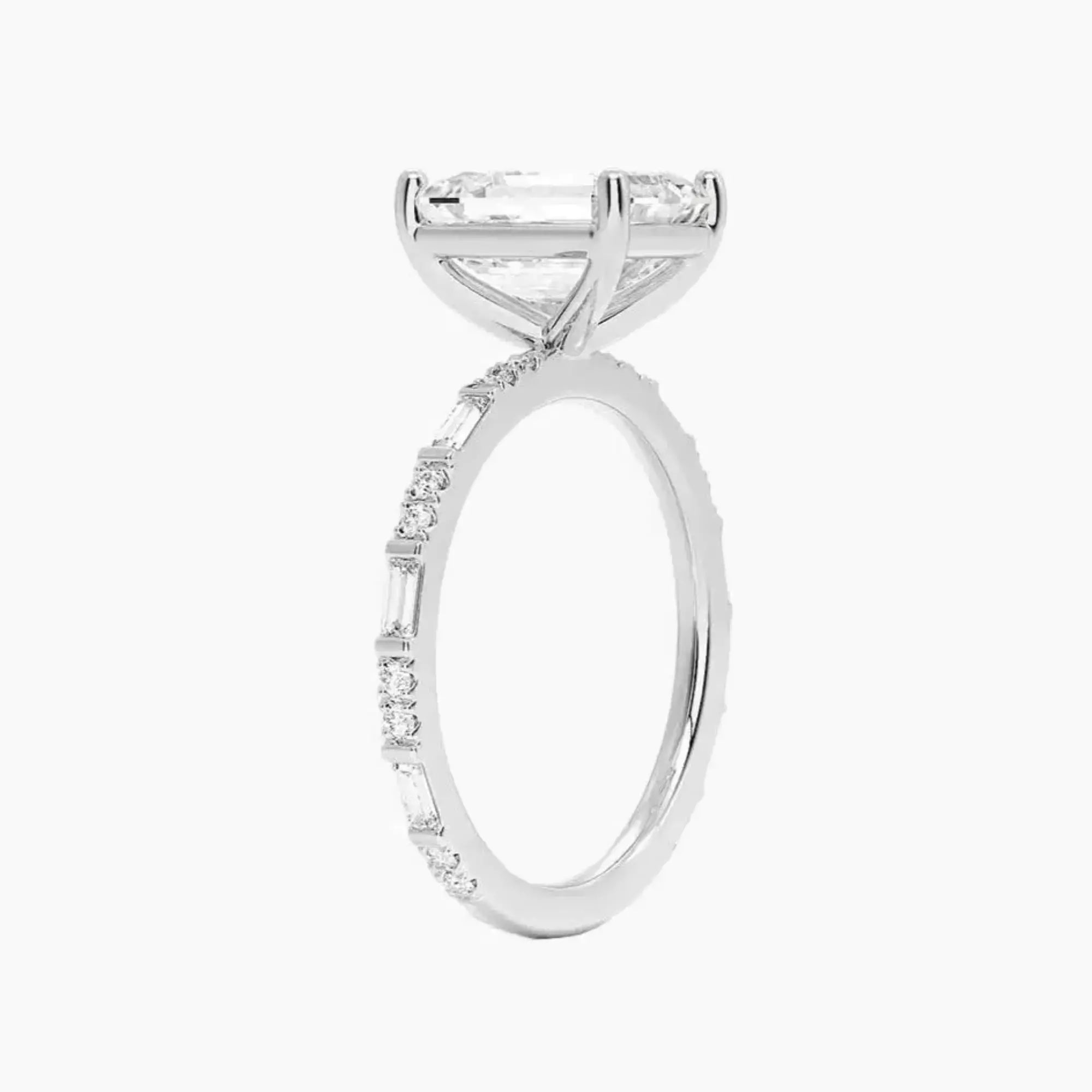 OBSER294 - Evelina Solitaire Emerald engagement ring setting view 2