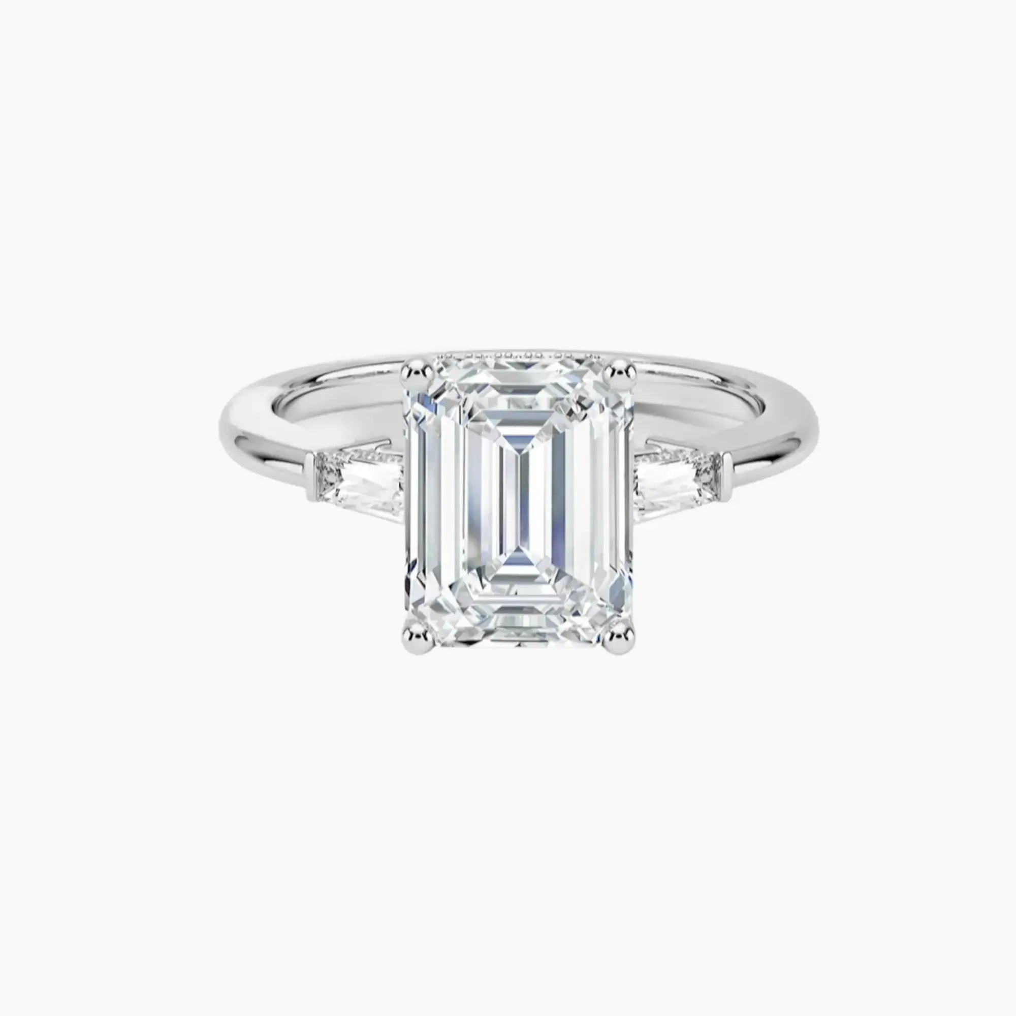 OBSER662 - Nyx Hidden Halo Three Stone Emerald engagement ring setting view 1