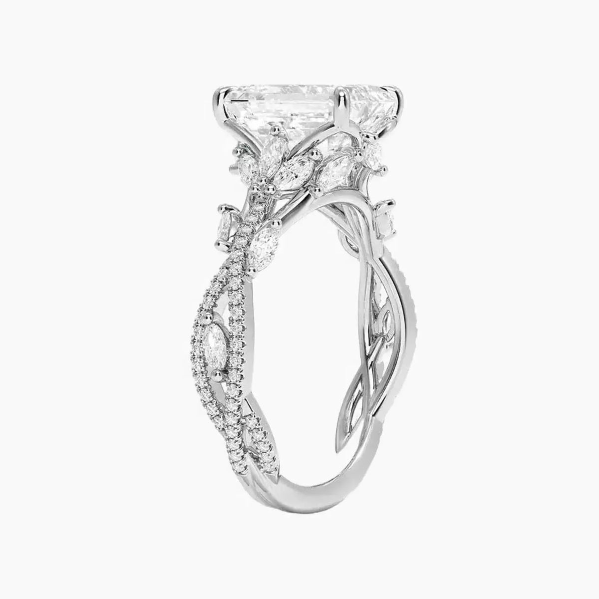 OBSER261 - Melia Adorned Emerald engagement ring setting view 2