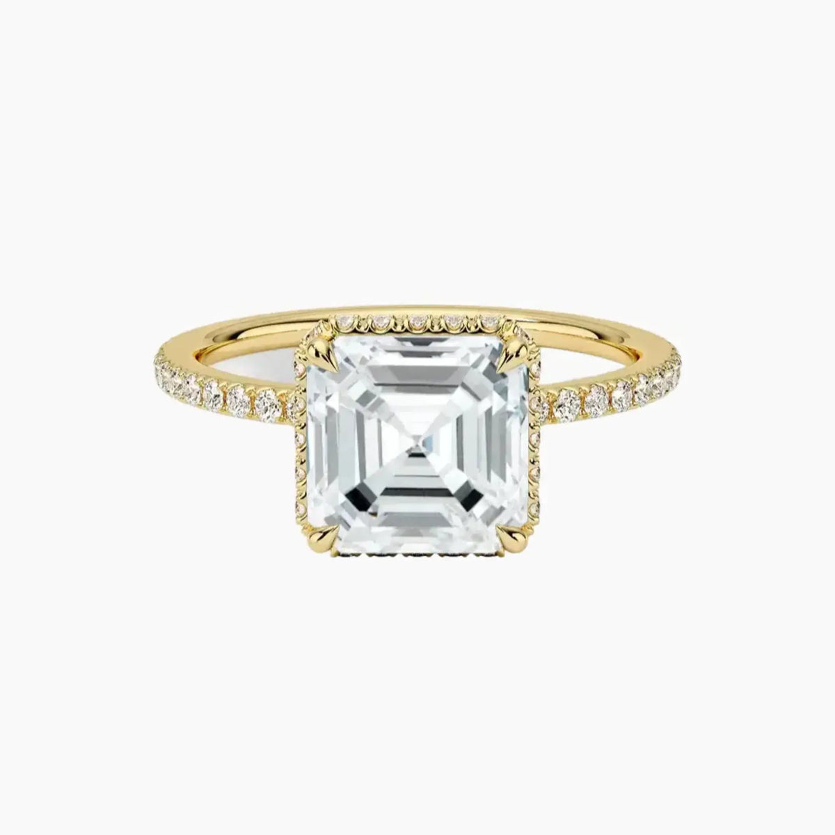 OBSER501 - Mirabel Pave Halo Asscher engagement ring setting view 7