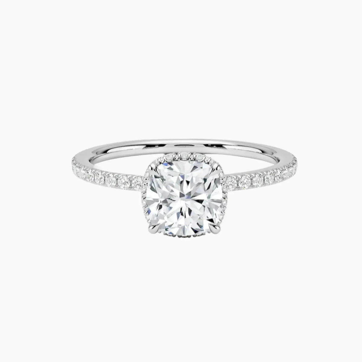 OBSER505 - Mirabel Pave Halo Cushion engagement ring setting view 1