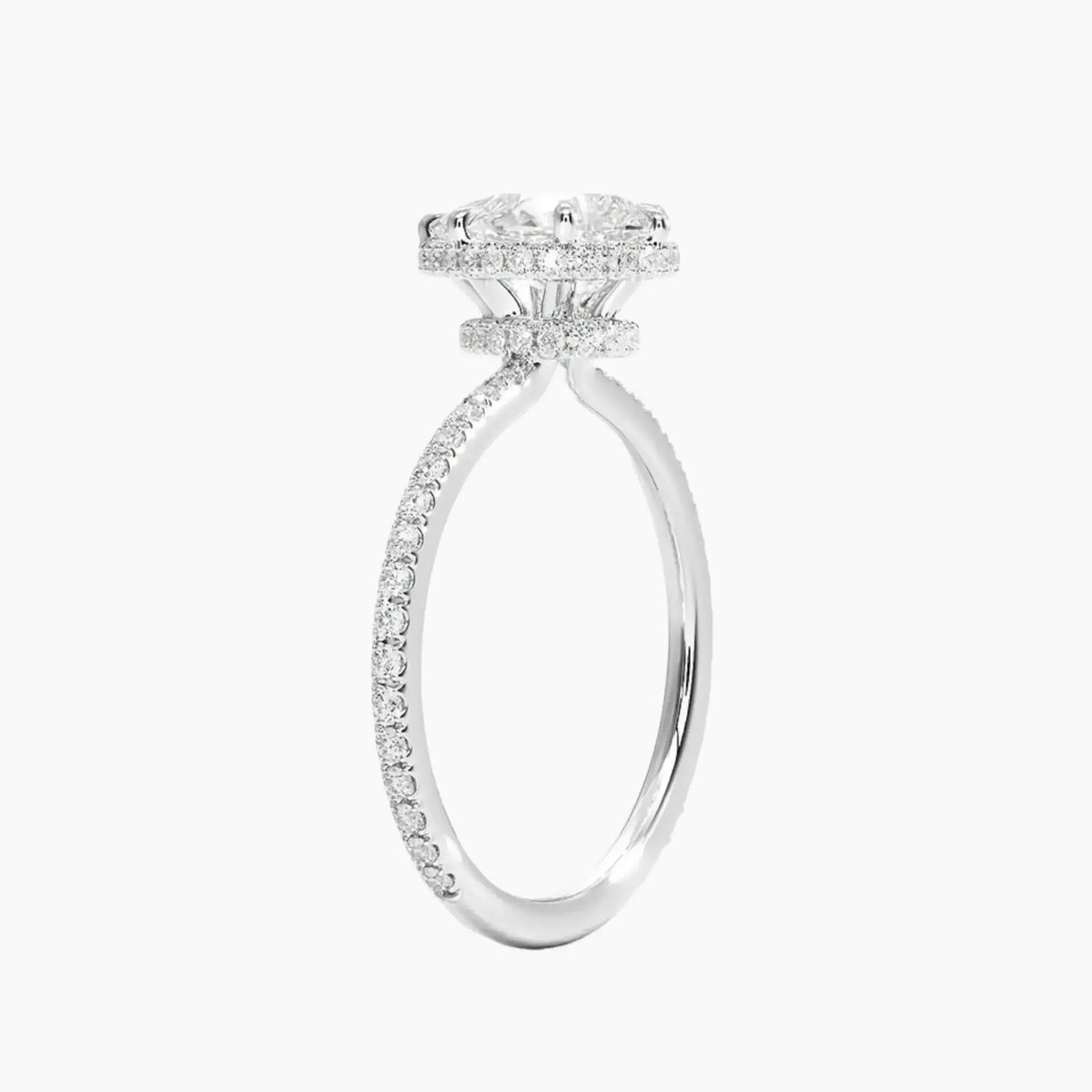 OBSER071 - Mirabel Pave Halo Pear engagement ring setting view 2