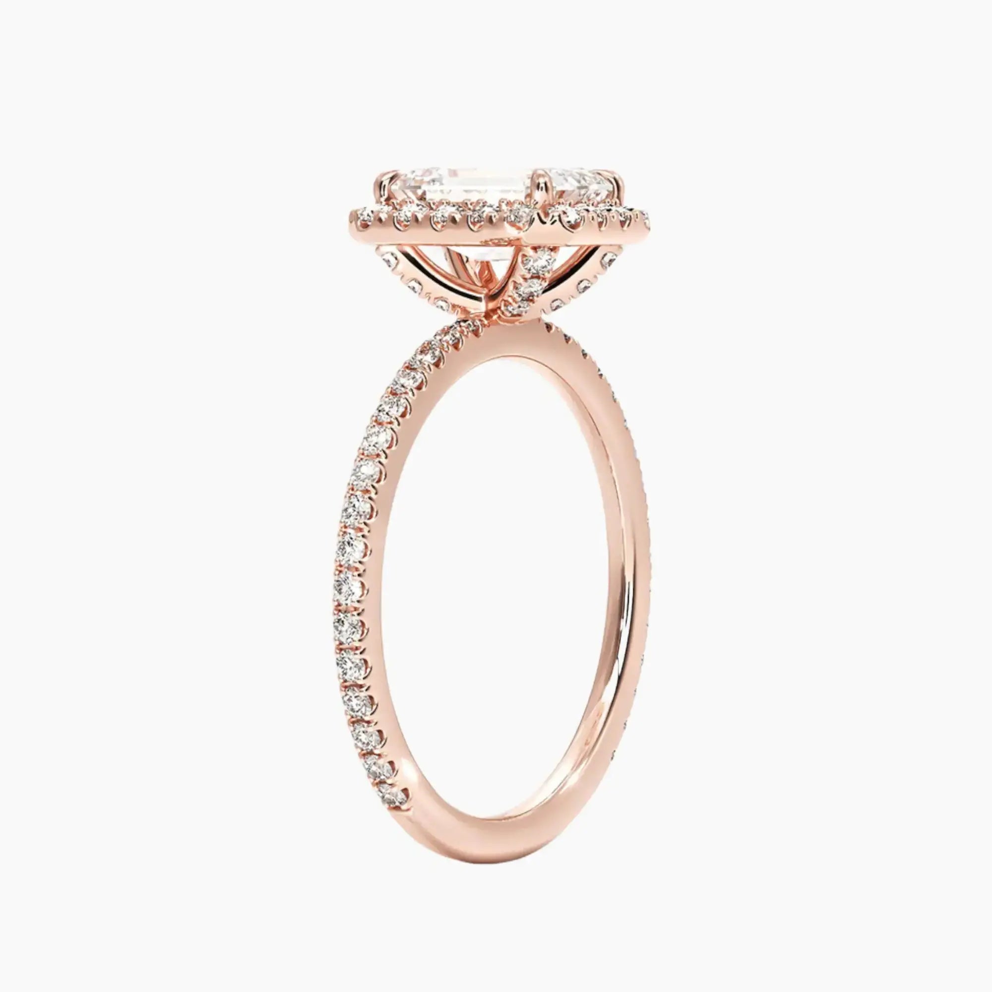 OBSER530 - Cassiopeia Pave Halo Emerald engagement ring setting view 5