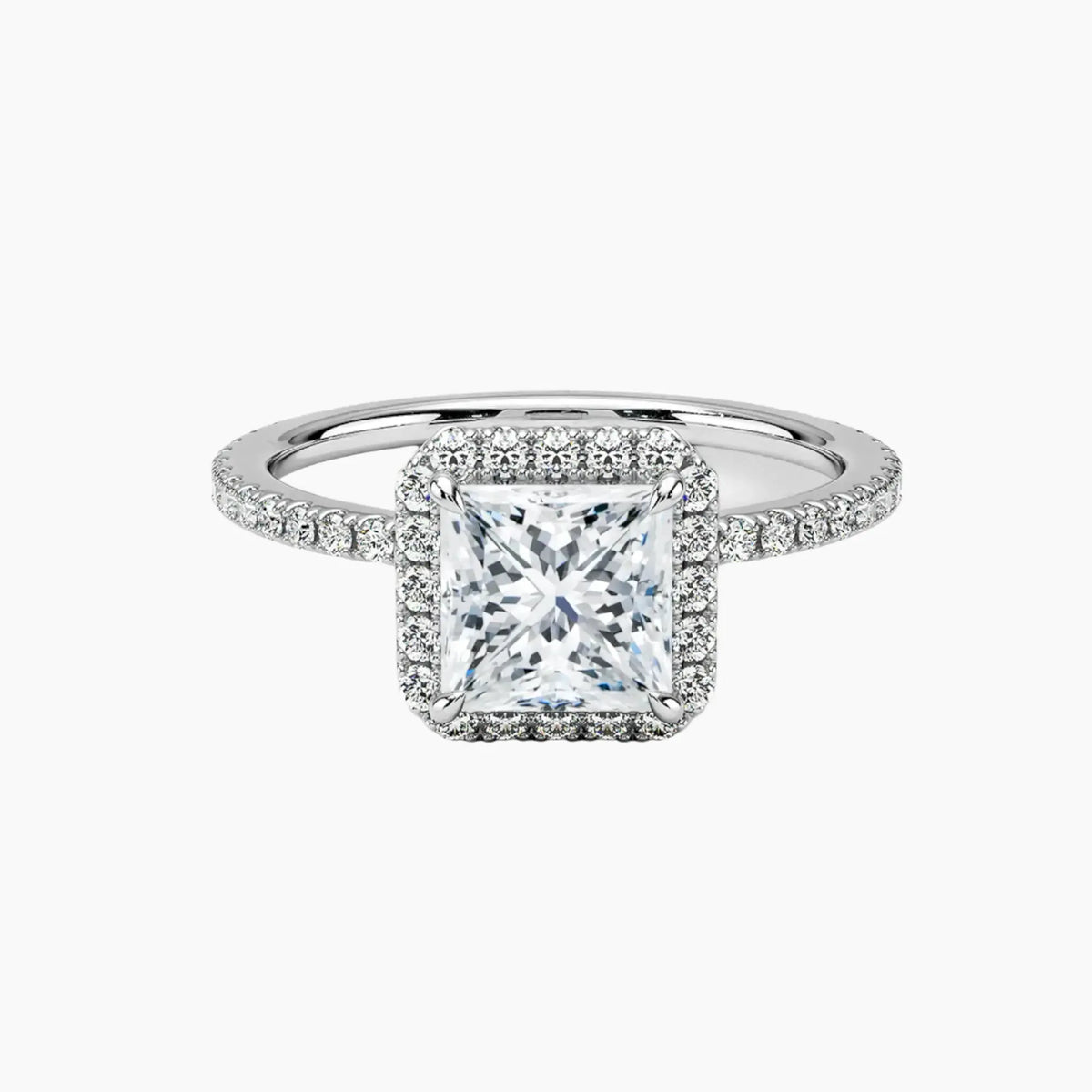OBSER531 - Cassiopeia Pave Halo Princess engagement ring setting view 1