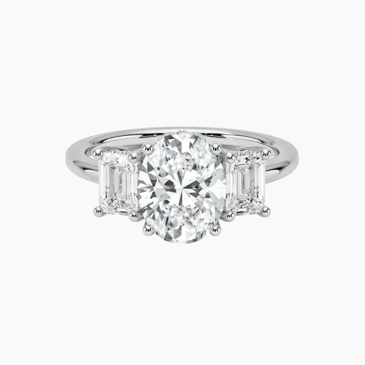 OBSER651 - Aurelia Hidden Halo Three Stone Oval engagement ring setting view 1