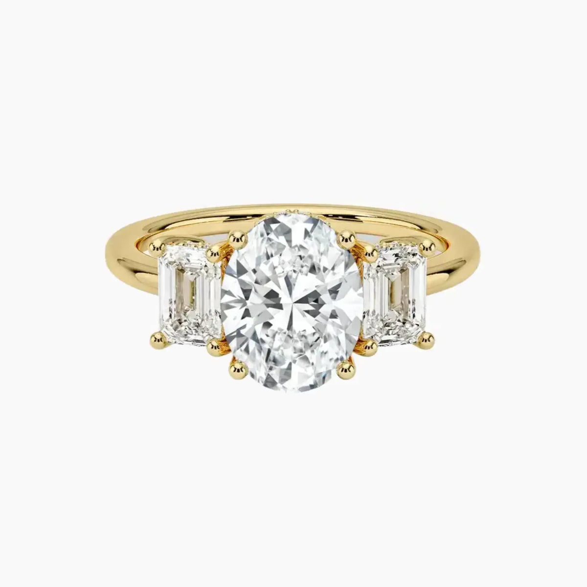 OBSER651 - Aurelia Hidden Halo Three Stone Oval engagement ring setting view 7