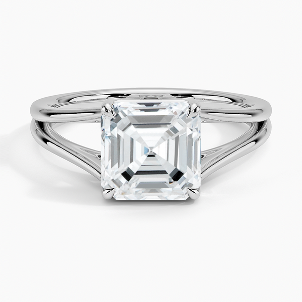 Asscher Tressa Split Shank Solitaire Engagement Ring [Setting Only] - EC106A