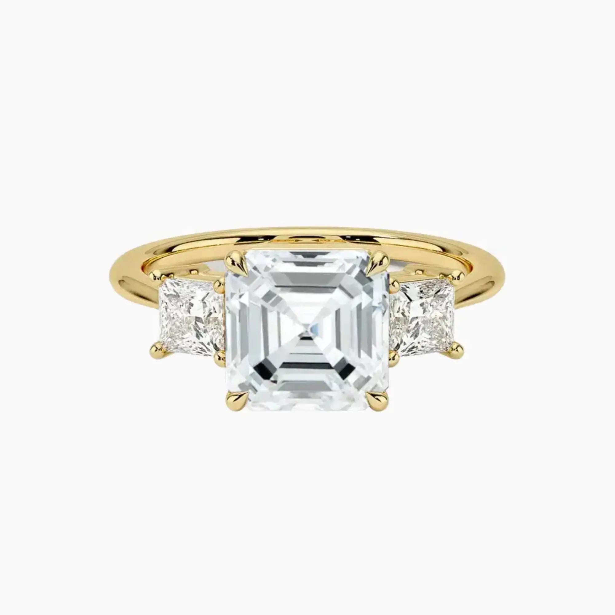 OBSER534 - Vespera Three Stone Asscher engagement ring setting view 7