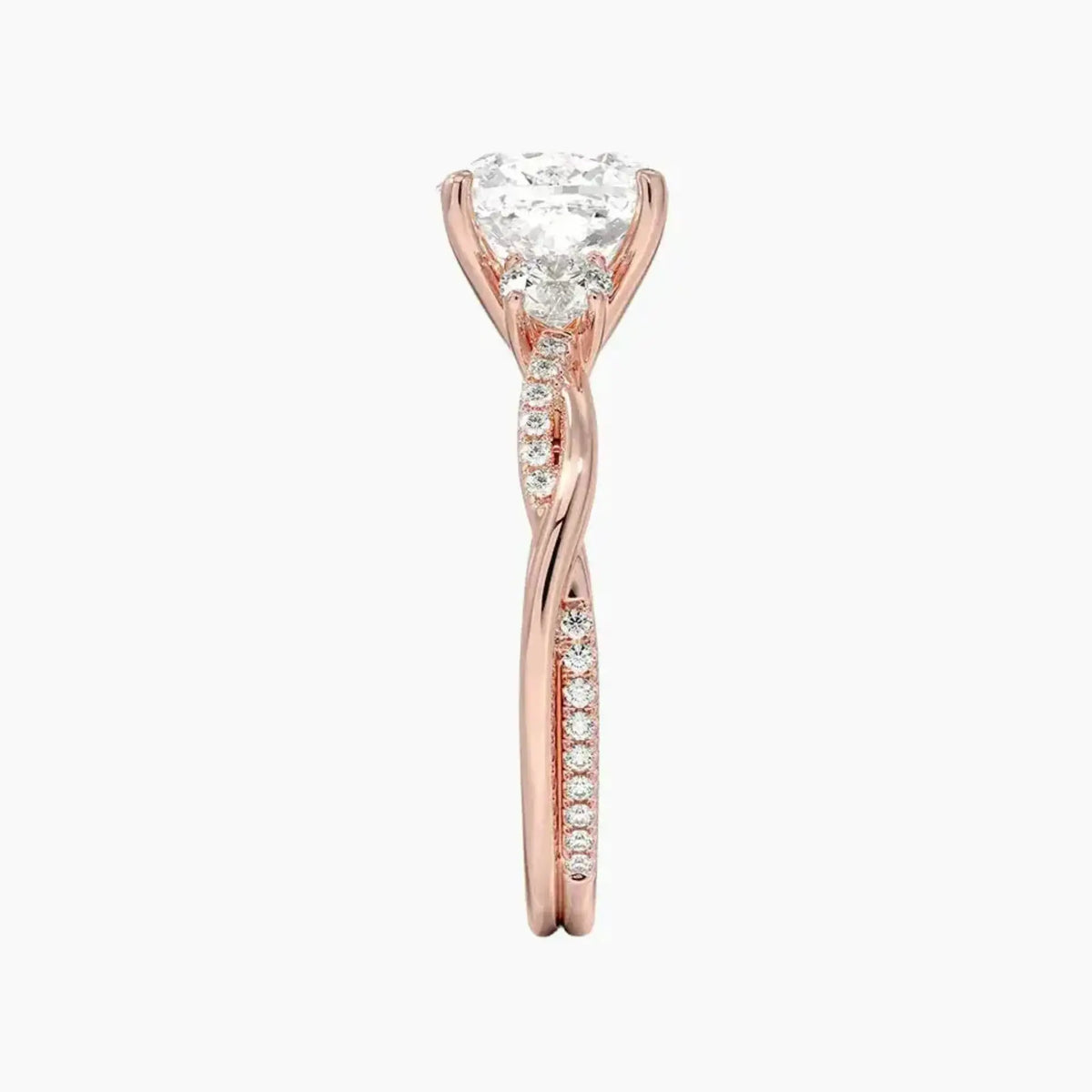 OBSER620 - Calista Three Stone Cushion Twisted engagement ring setting view 6