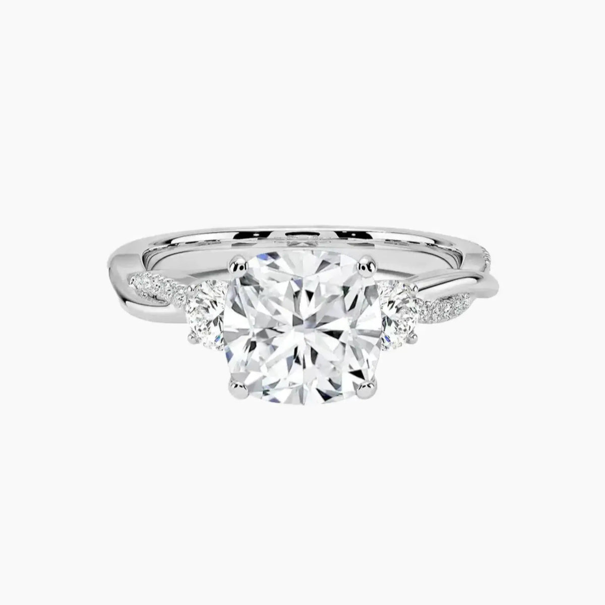 OBSER620 - Calista Three Stone Cushion Twisted engagement ring setting view 1