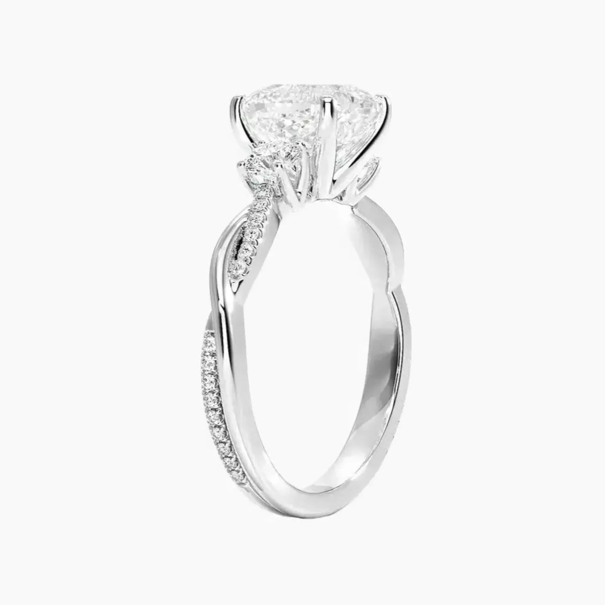 OBSER620 - Calista Three Stone Cushion Twisted engagement ring setting view 2
