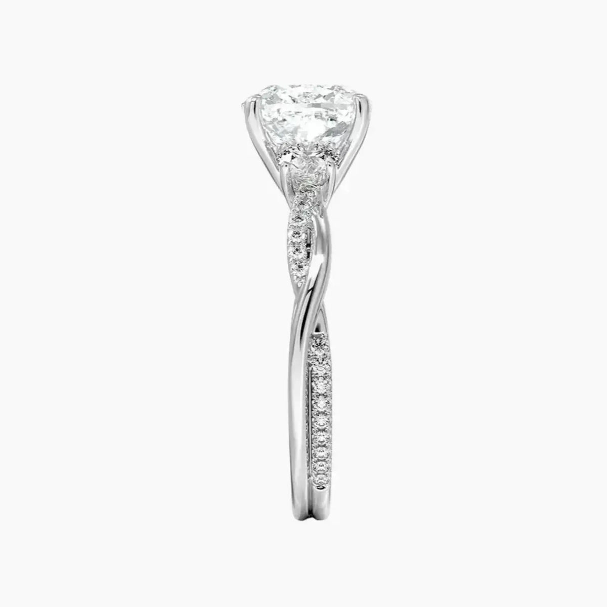 OBSER620 - Calista Three Stone Cushion Twisted engagement ring setting view 3