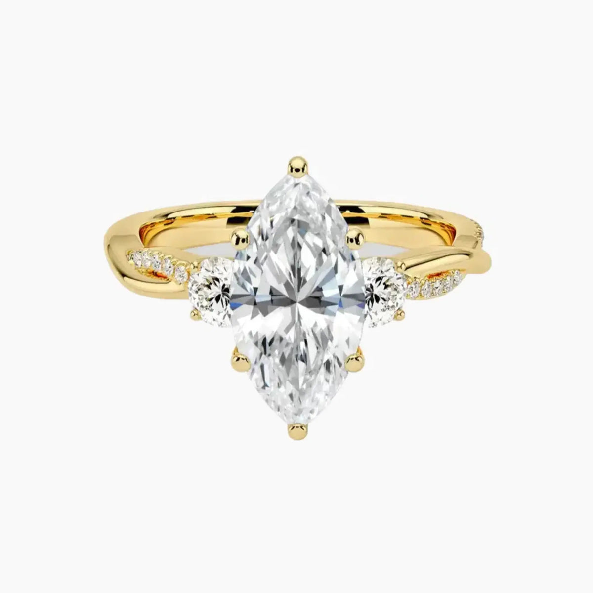 OBSER105 - Calista Three Stone Marquise Twisted engagement ring setting view 7