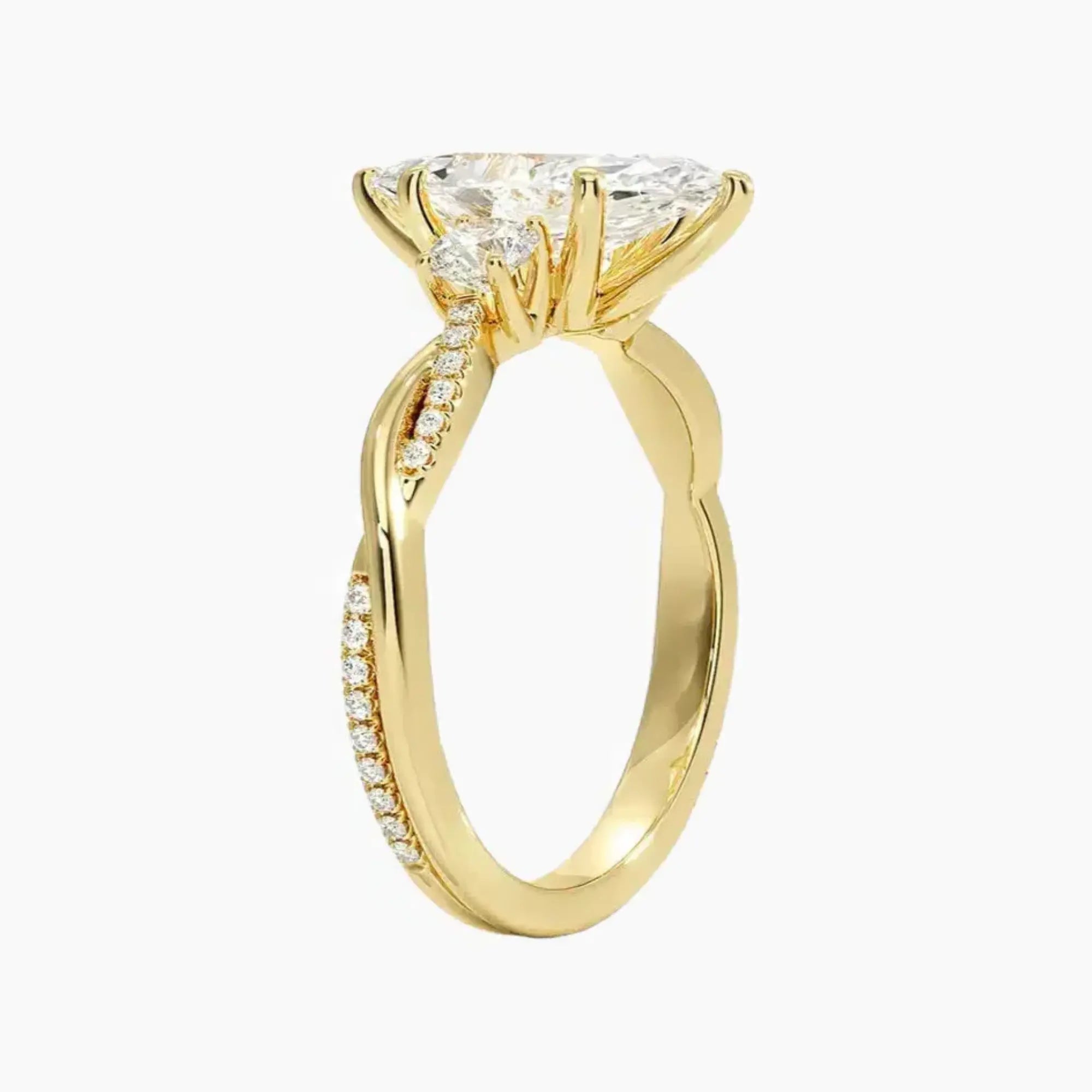 OBSER105 - Calista Three Stone Marquise Twisted engagement ring setting view 8