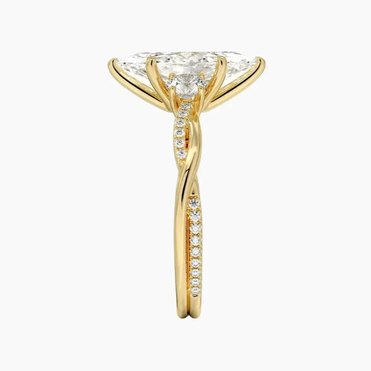 OBSER105 - Calista Three Stone Marquise Twisted engagement ring setting view 9