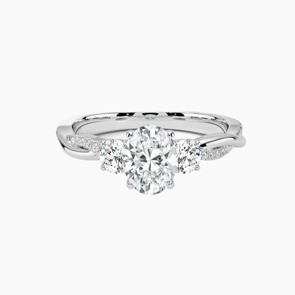 OBSER037 - Calista Three Stone Oval Twisted engagement ring setting view 1