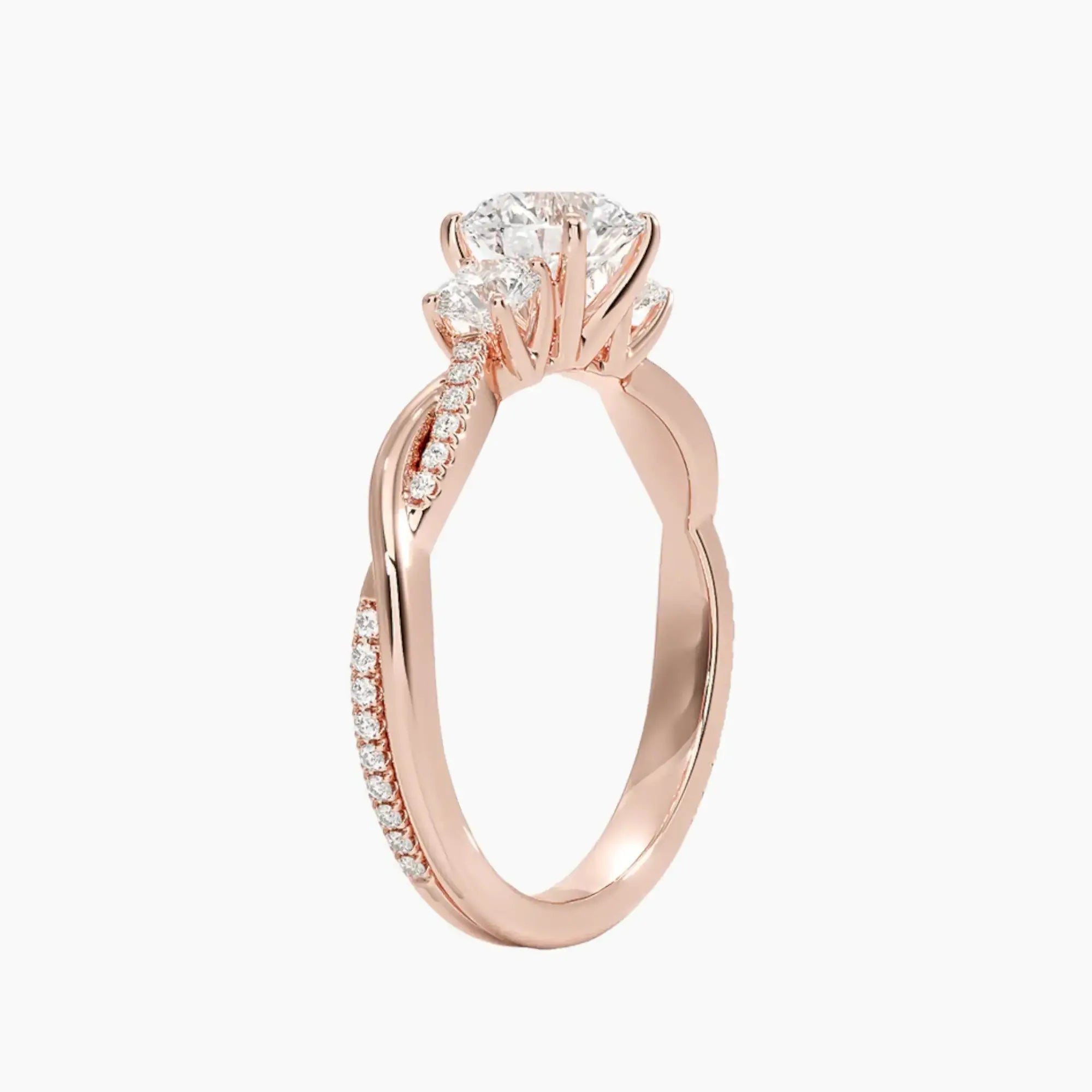 OBSER621 - Calista Three Stone Round Twisted engagement ring setting view 5