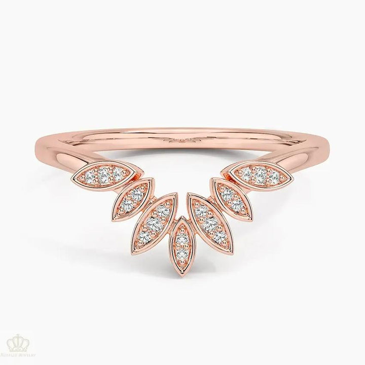 0.06CTW Petal Contour Wedding Band Ring - LR59 - Roselle Jewelry