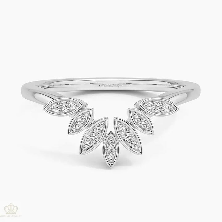0.06CTW Petal Contour Wedding Band Ring - LR59 - Roselle Jewelry