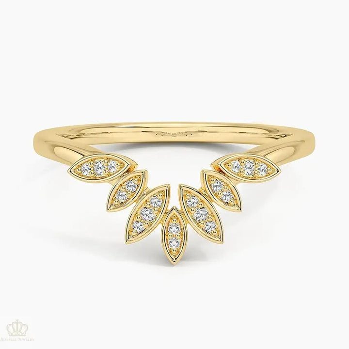 0.06CTW Petal Contour Wedding Band Ring - LR59 - Roselle Jewelry