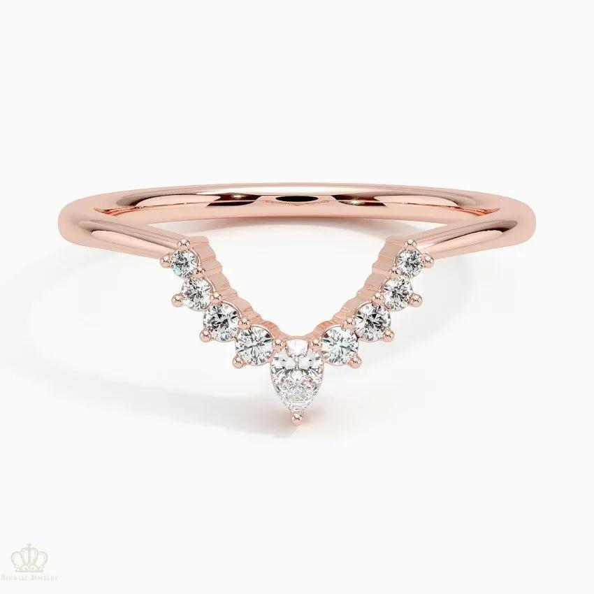 Elongated Lunette Diamond (1/8 ct. tw.) Wedding Band Ring - LR38 - Roselle Jewelry