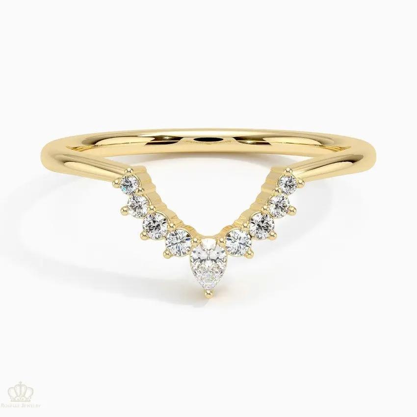 Elongated Lunette Diamond (1/8 ct. tw.) Wedding Band Ring - LR38 - Roselle Jewelry