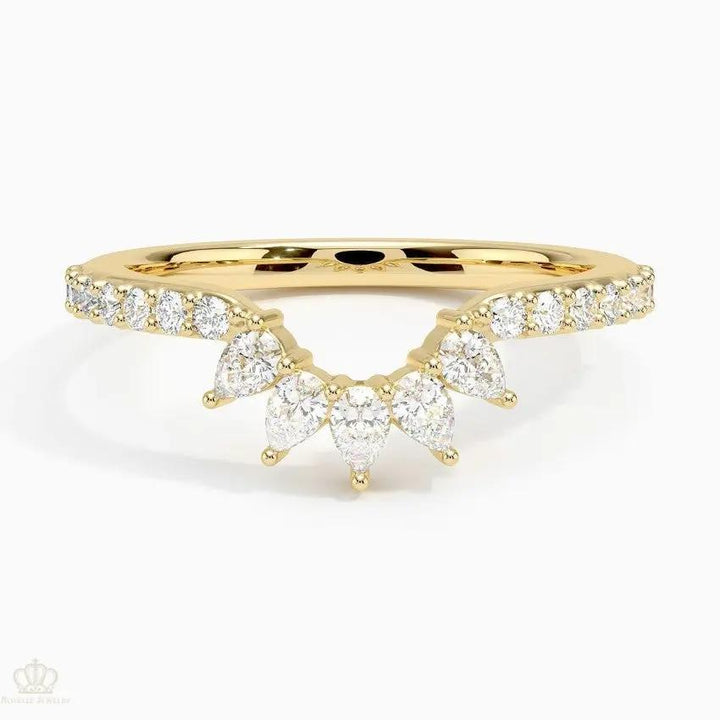 Luxe Pear Lunette Wedding Band Ring - LR111 Camélia™