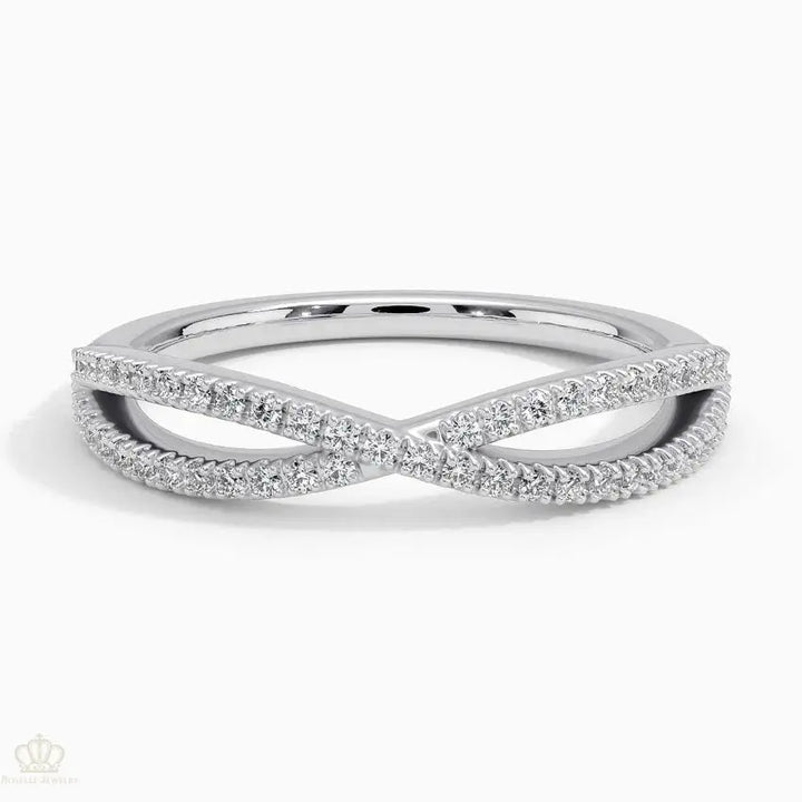 Entwined Crossover Wedding Band Ring - LR110 Camélia™