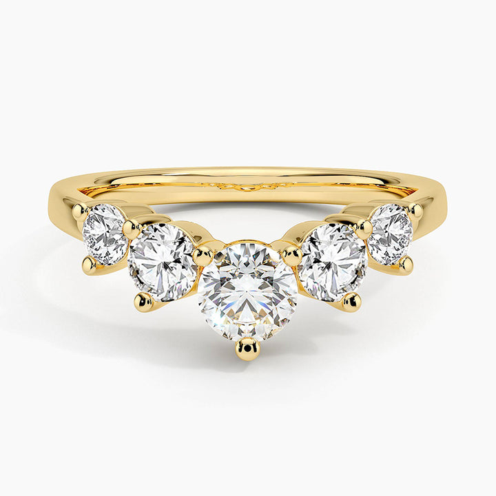 Five Stone Contour Wedding Band Ring - LR79 - Roselle Jewelry