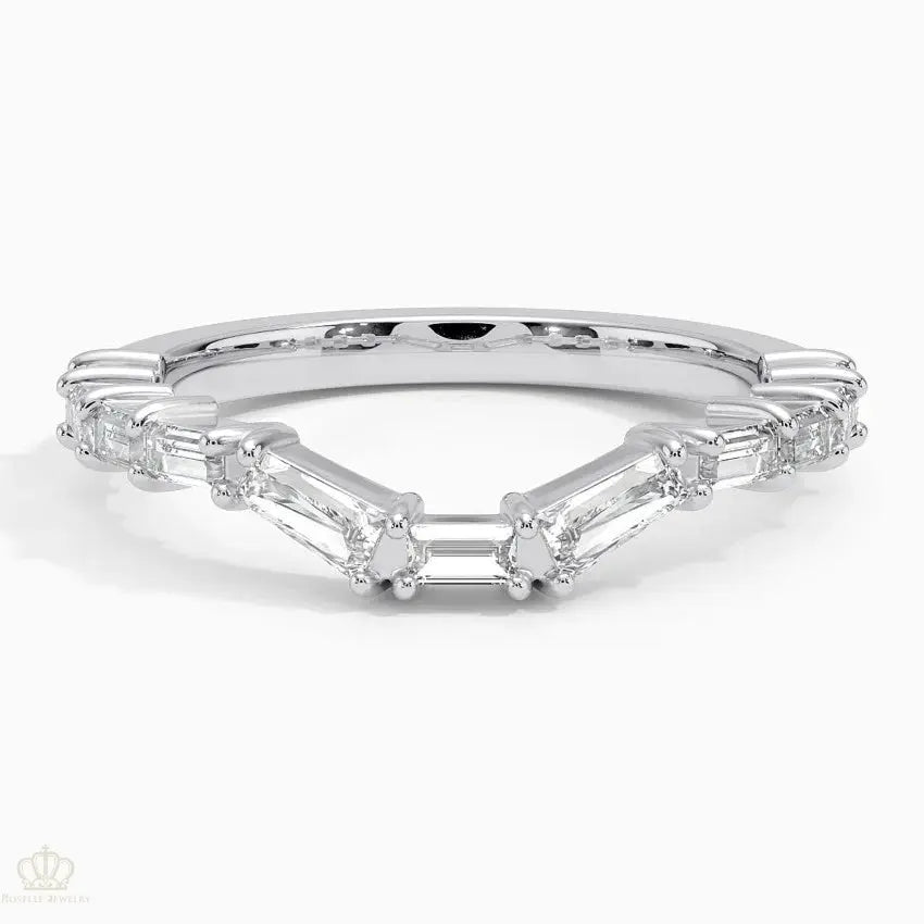 Luxe Tapered Baguette Contour Wedding Band Ring - LR82 Camélia™