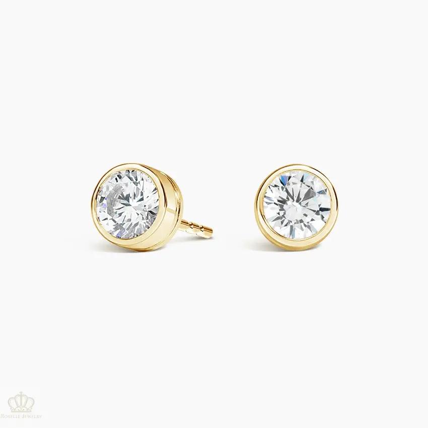 DC004 - [Setting Only] Bezel Set Round Diamond Stud Earrings CHARLISA™
