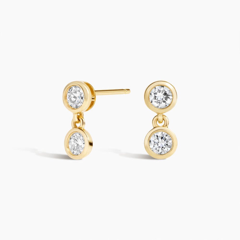 LE738 - Dua Round Lab Diamond Bezel Drop Earrings 0.4CTW