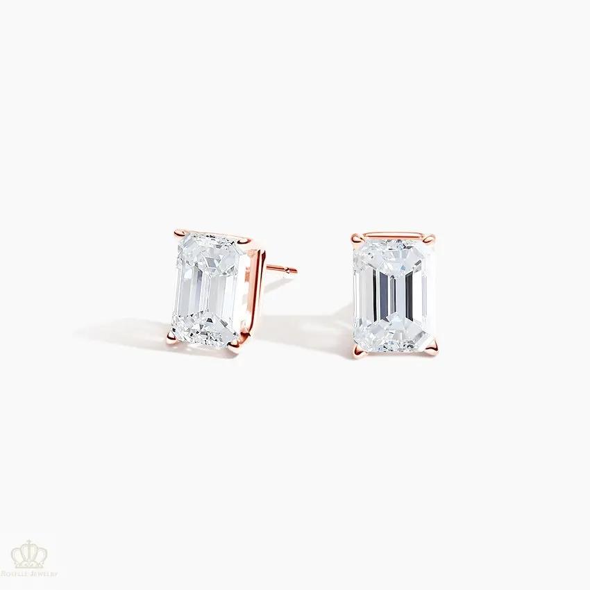 DC008 - [Setting Only] Four Prong Emerald Diamond Stud Earrings CHARLISA™