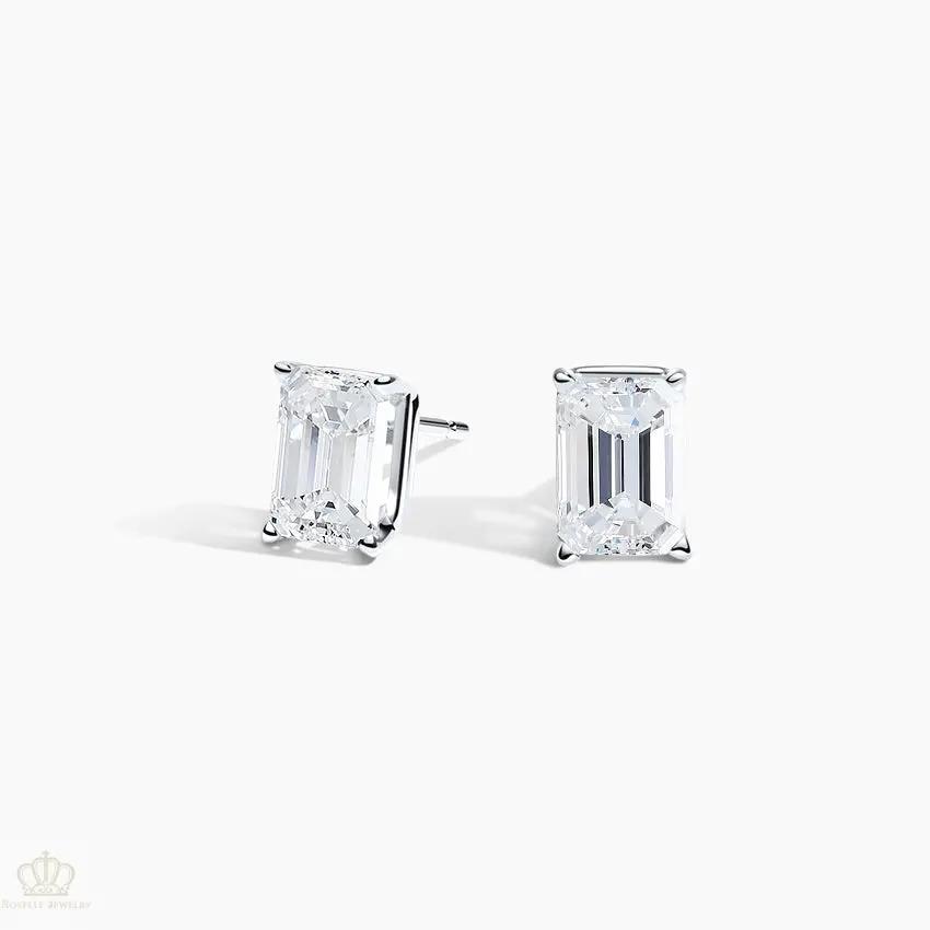 DC008 - [Setting Only] Four Prong Emerald Diamond Stud Earrings CHARLISA™